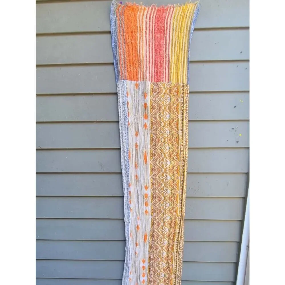 Gold White Boho Scarf